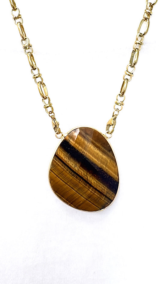 Collier Galet Œil de Tigre