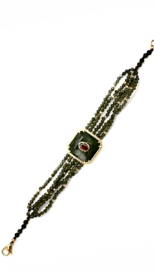 Bracelet Alchimie Obsidienne Dorée
