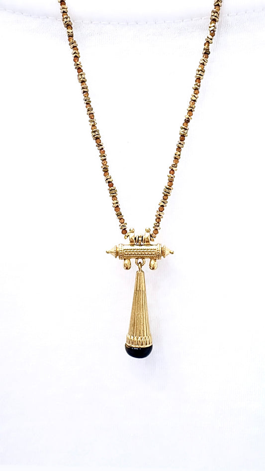 Collier Amulette Pendule Chance Œil de Tigre