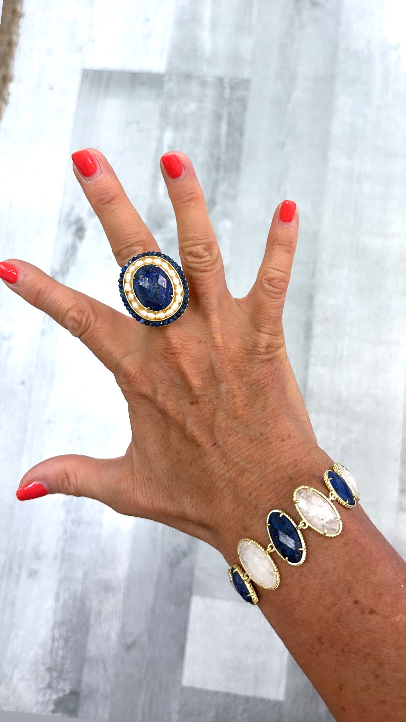 Bracelet Azura Cristal de Roche et Lapis Lazulli