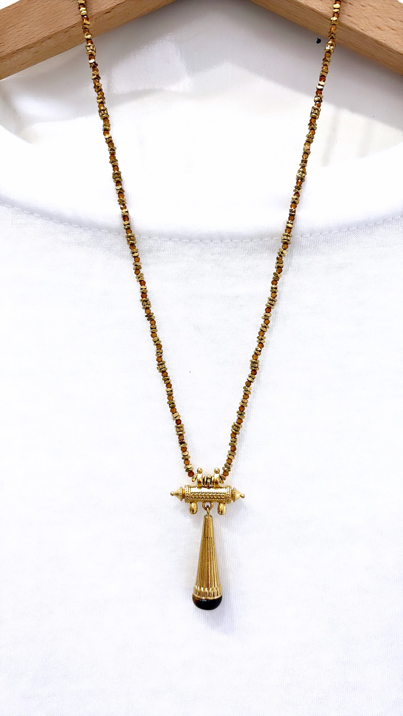Collier Amulette Pendule Chance Œil de Tigre