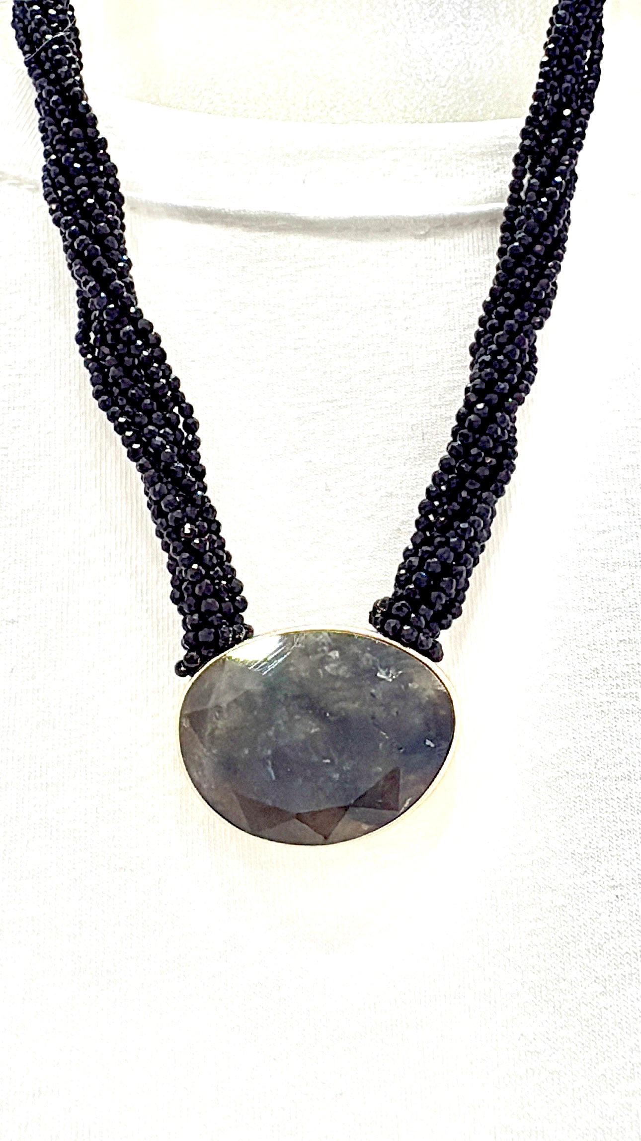 Collier Famous Labradorite et Cristal Noir