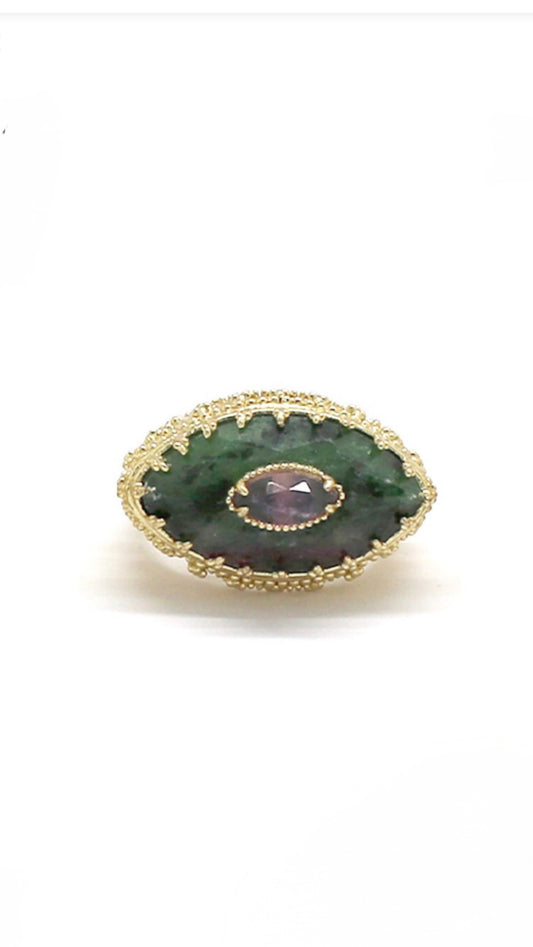 Bague Amulette Eye Rubis Zoisite