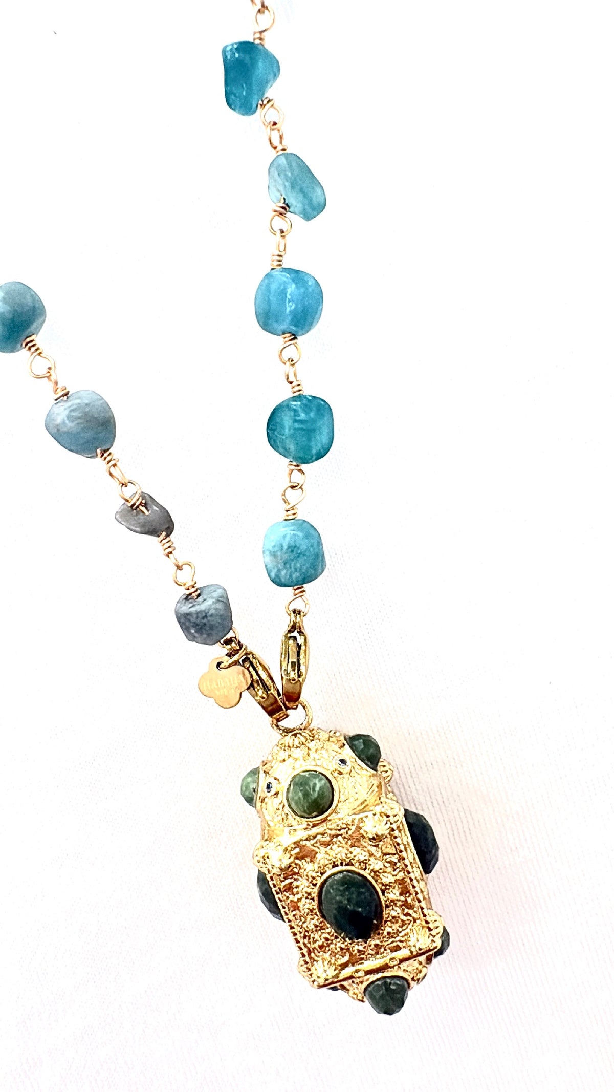 Sautoir Amulette Kalia Aventurine et Néphrite