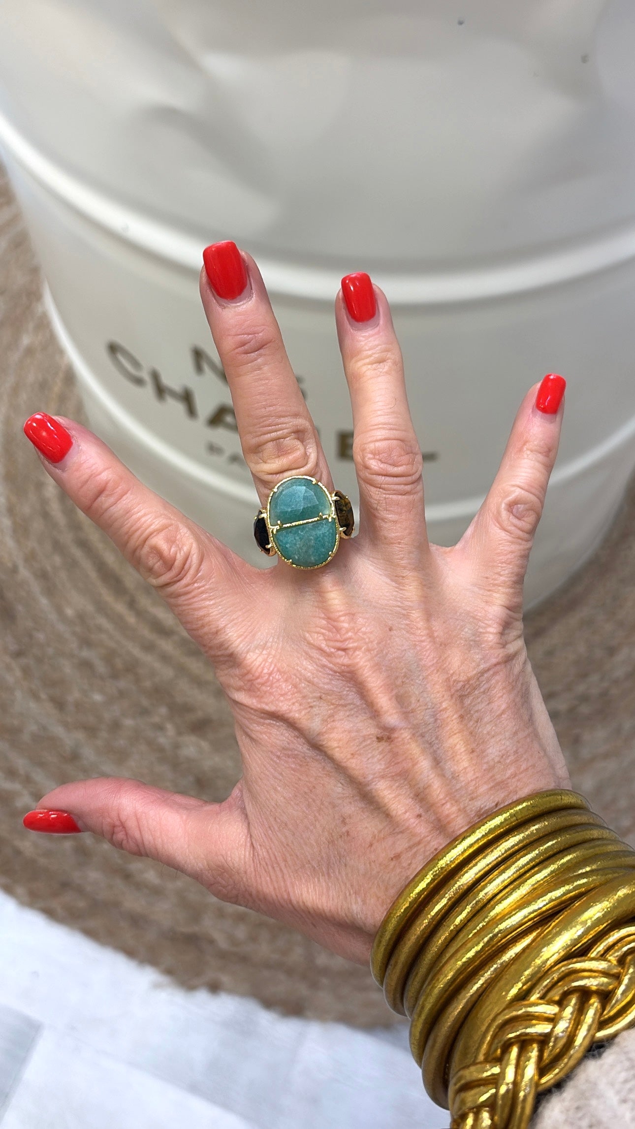 Bague Sublime Amazonite et Œil de Tigre