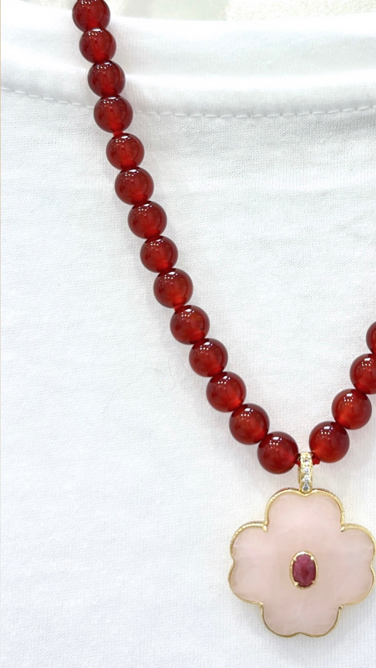 Collier Chance Agate et Quartz Rose