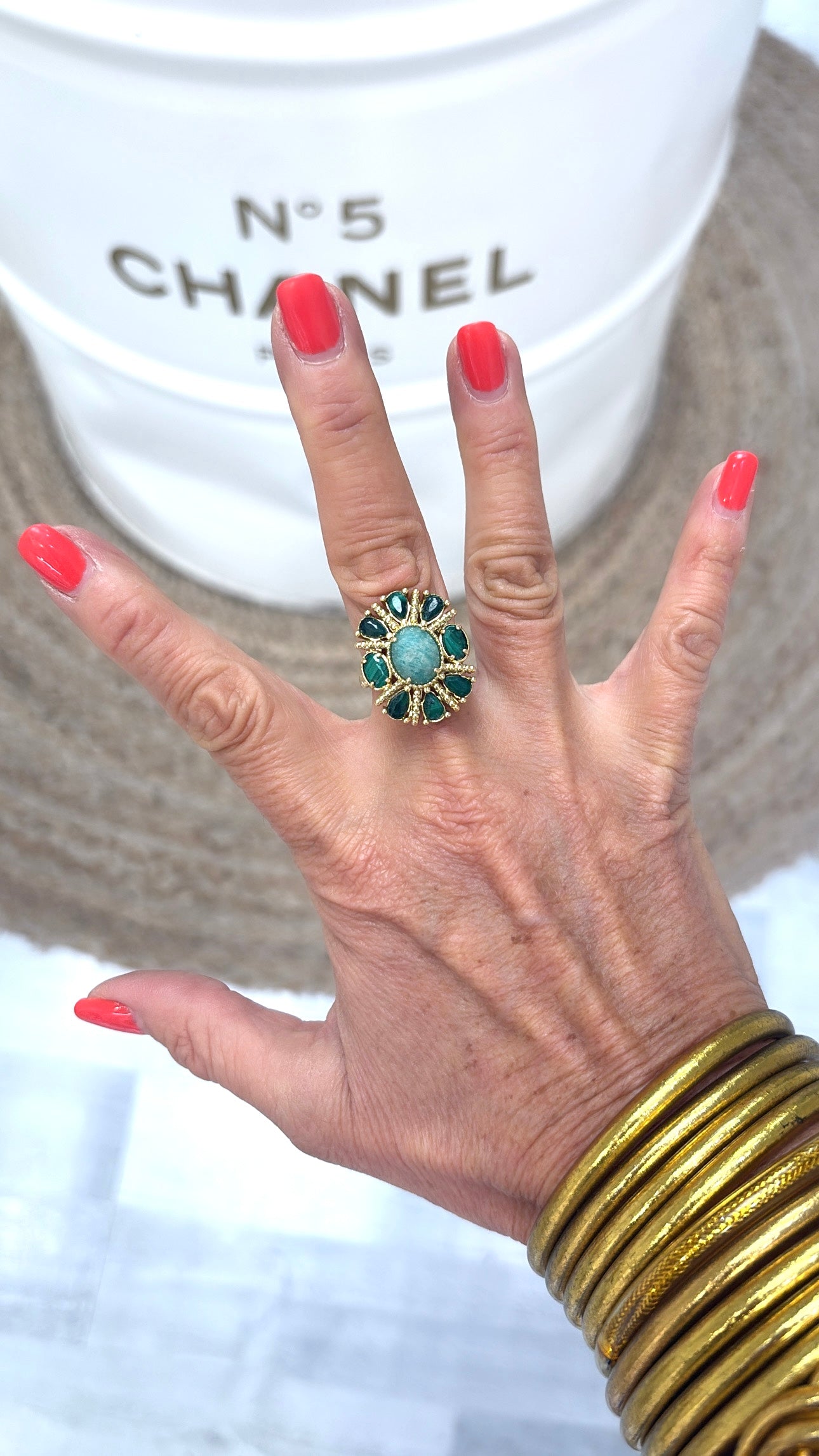 Bague Wonderfull Malachite et Amazonite