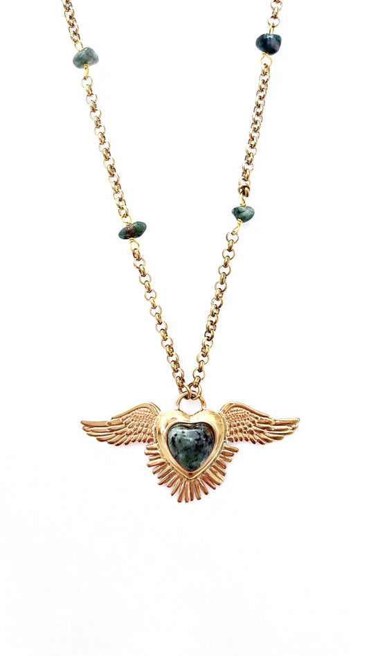 Sautoir MileMila Éclat D’Ange Turquoise Africaine