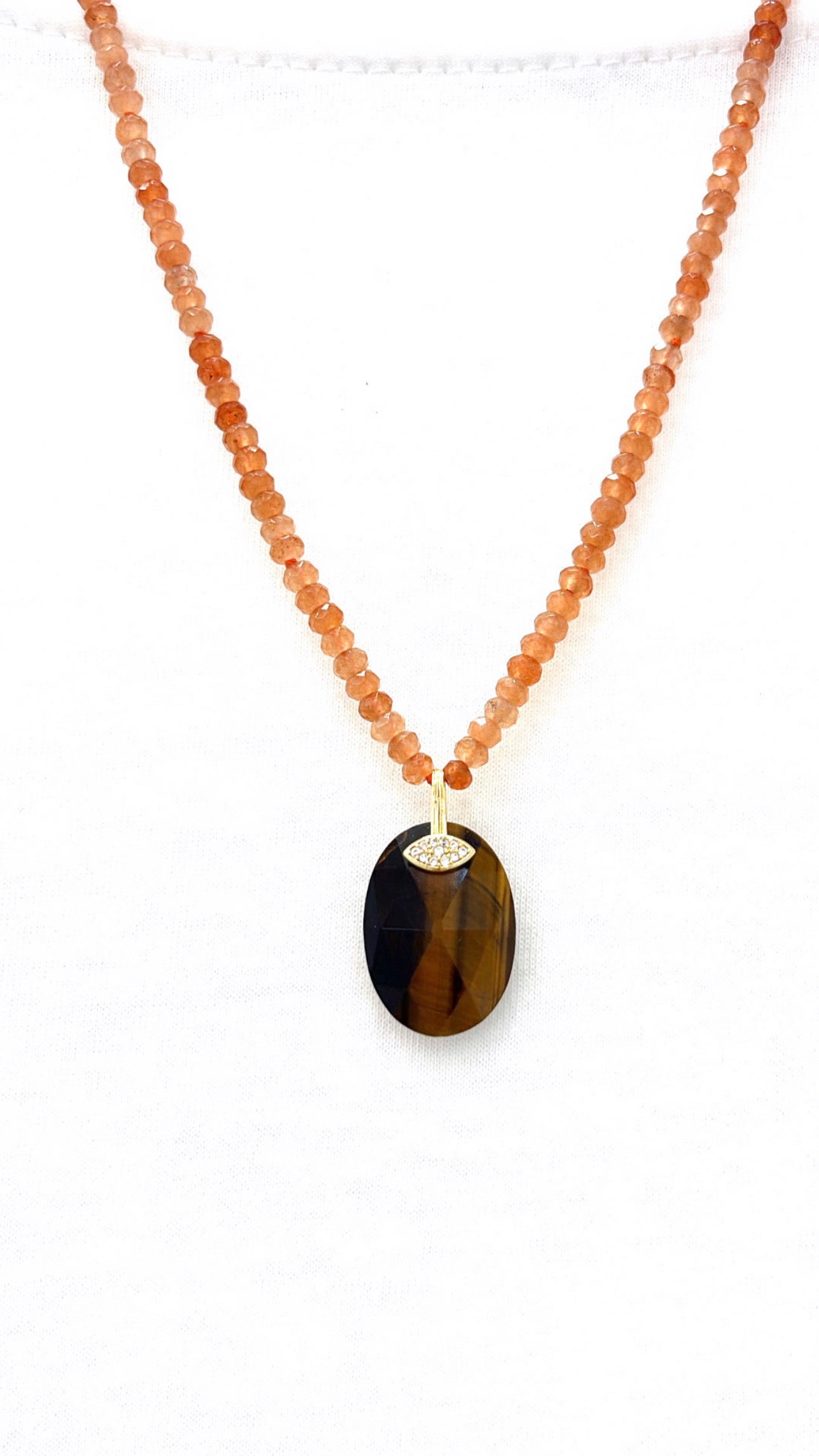 Collier Gaïana Pierre de Soleil et Œil de Tigre