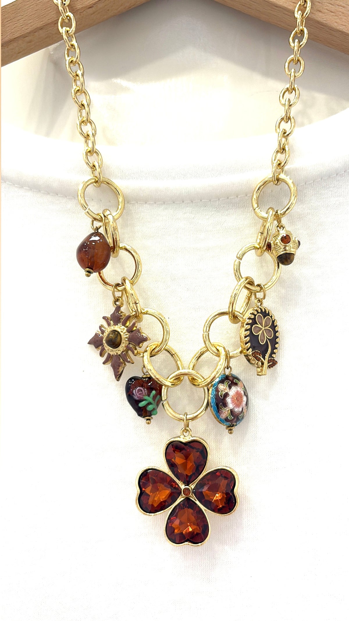 Collier Trèfle Ambre