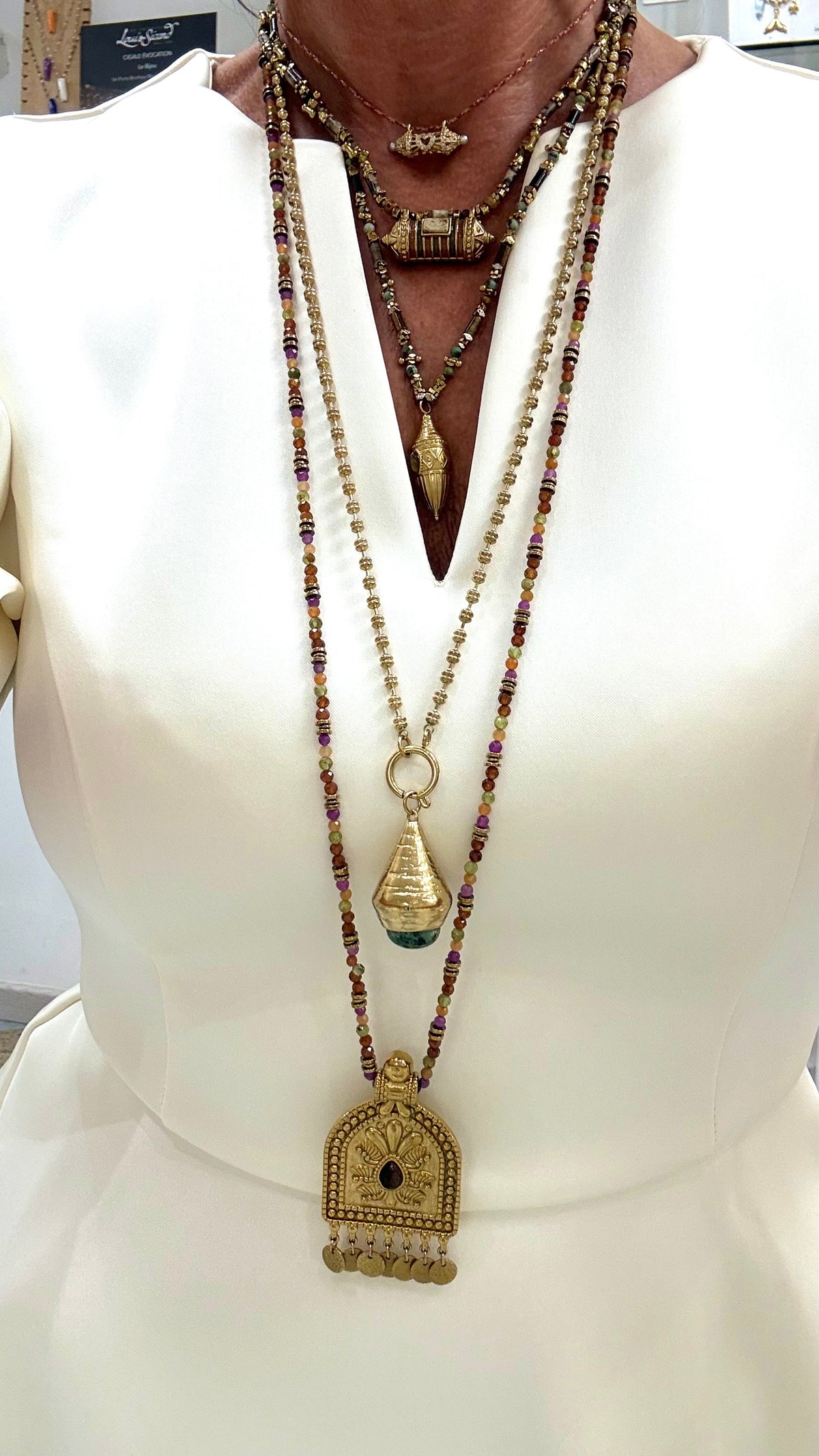 Sautoir MileMila Nefertari Turquoise Africaine