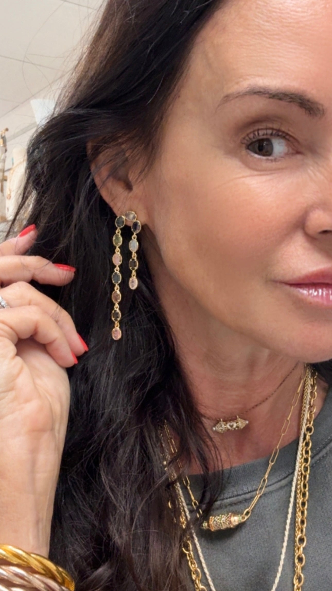 Boucles d’Oreilles Pluie Tourmaline