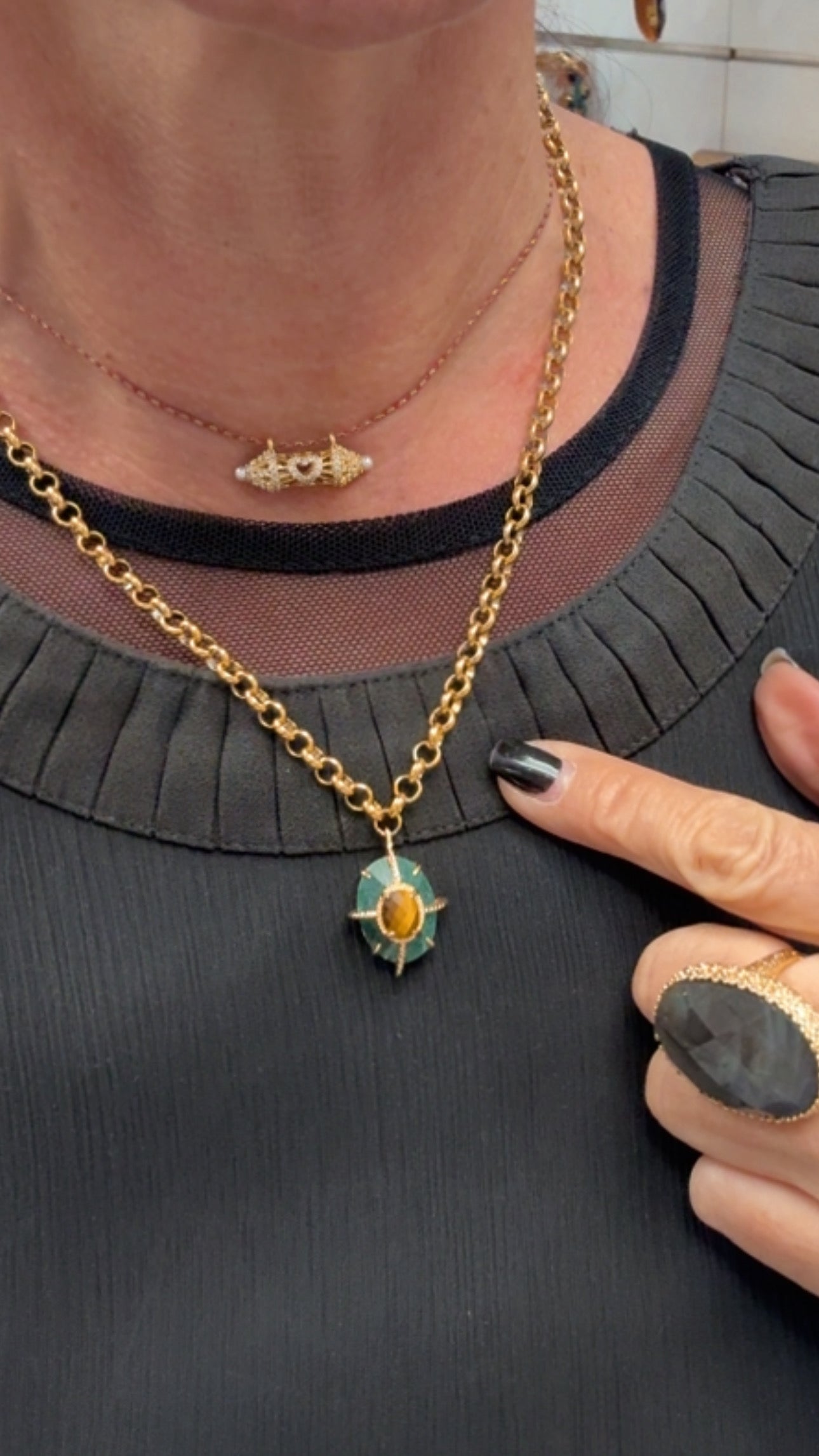 Collier Little Superbe Agate et Œil de Tigre