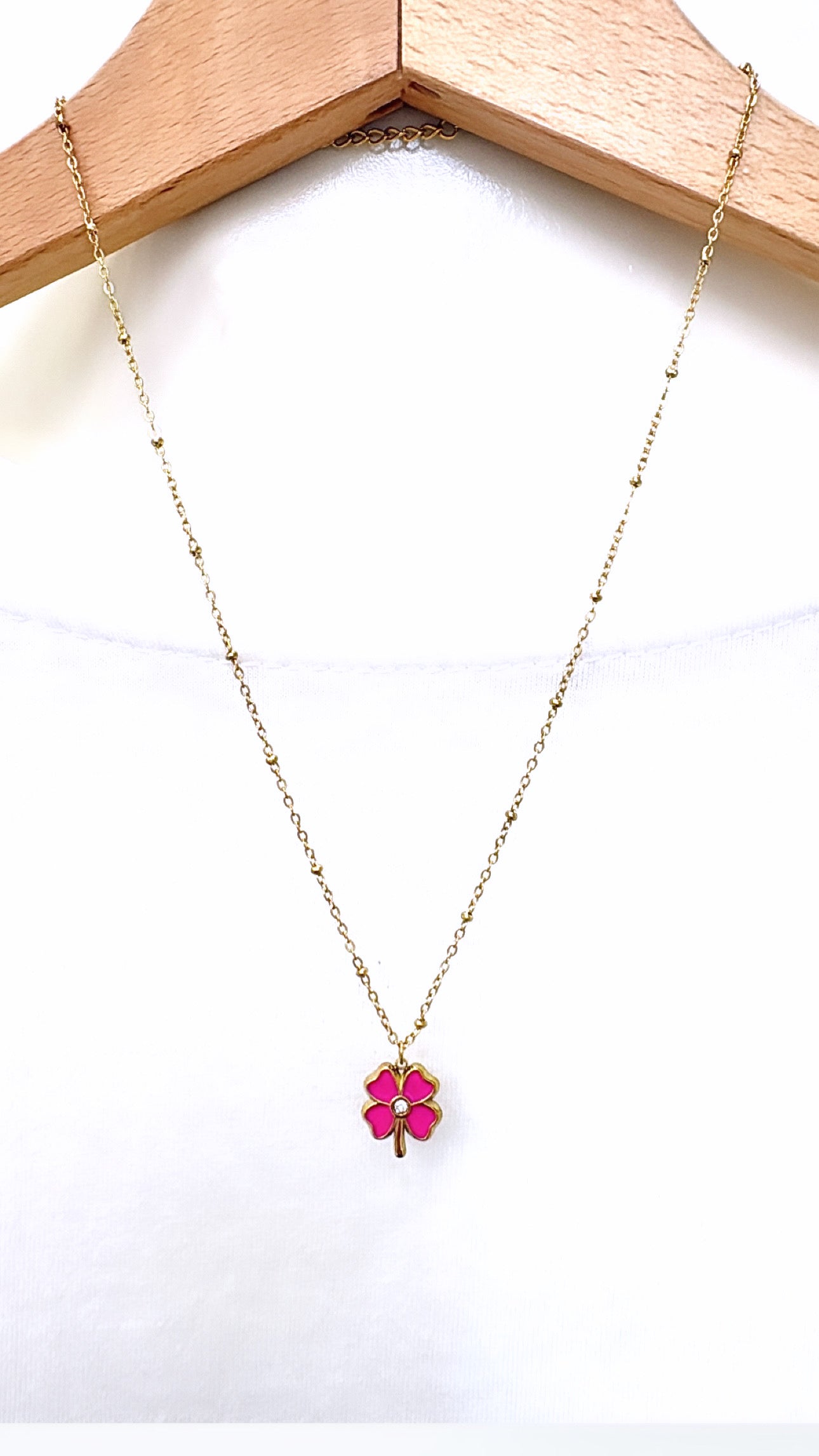 Collier  Lucky Trèfle Rose