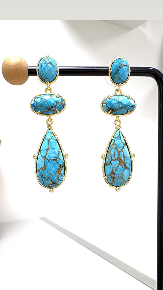Boucles D’oreilles Trio Turquoise Mohave