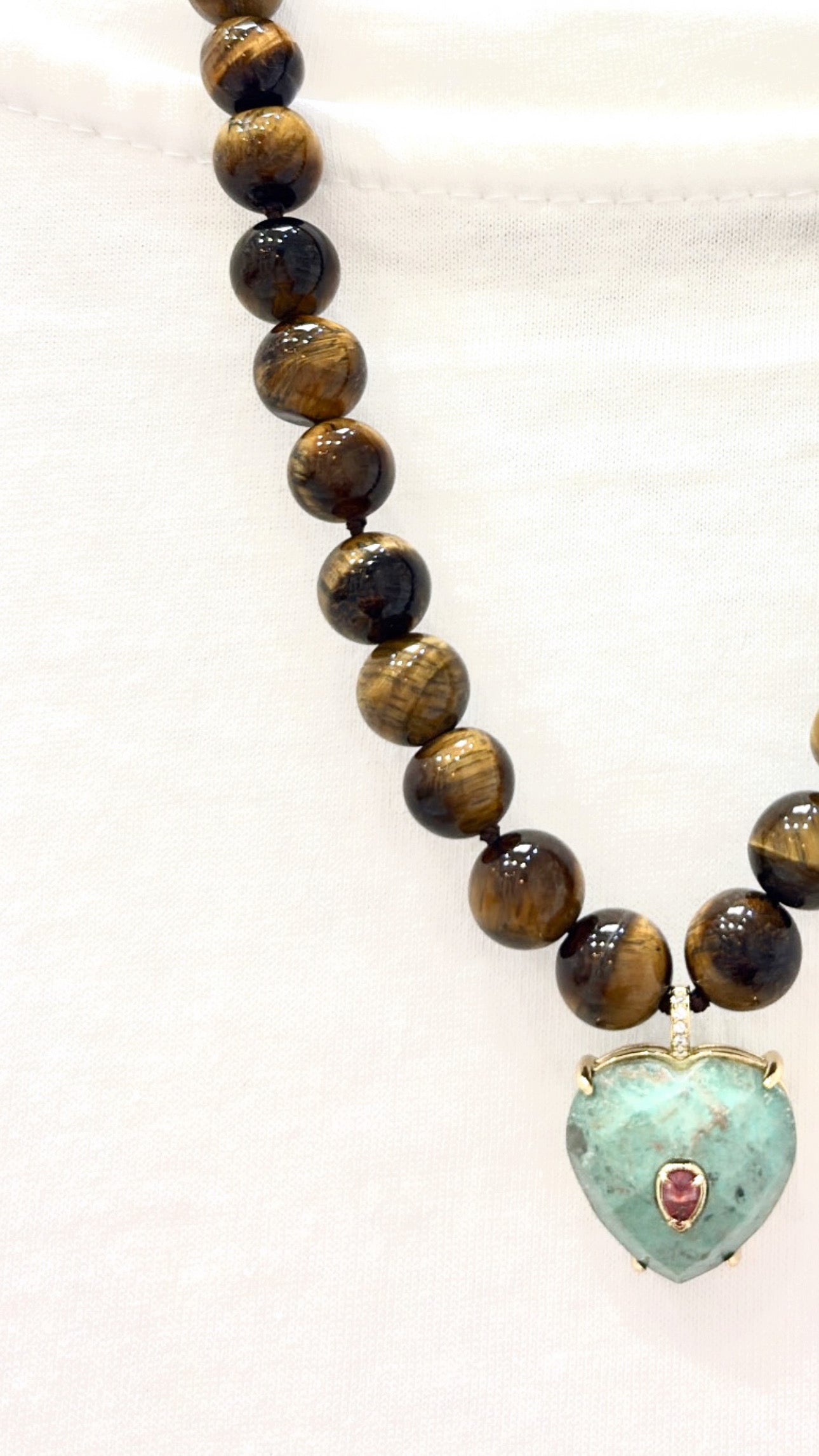 Collier Passion Œil de Tigre et Chrysoprase