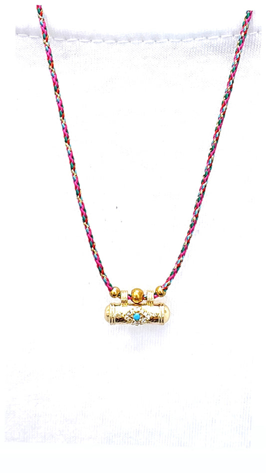 Collier Amulette Eye Rose