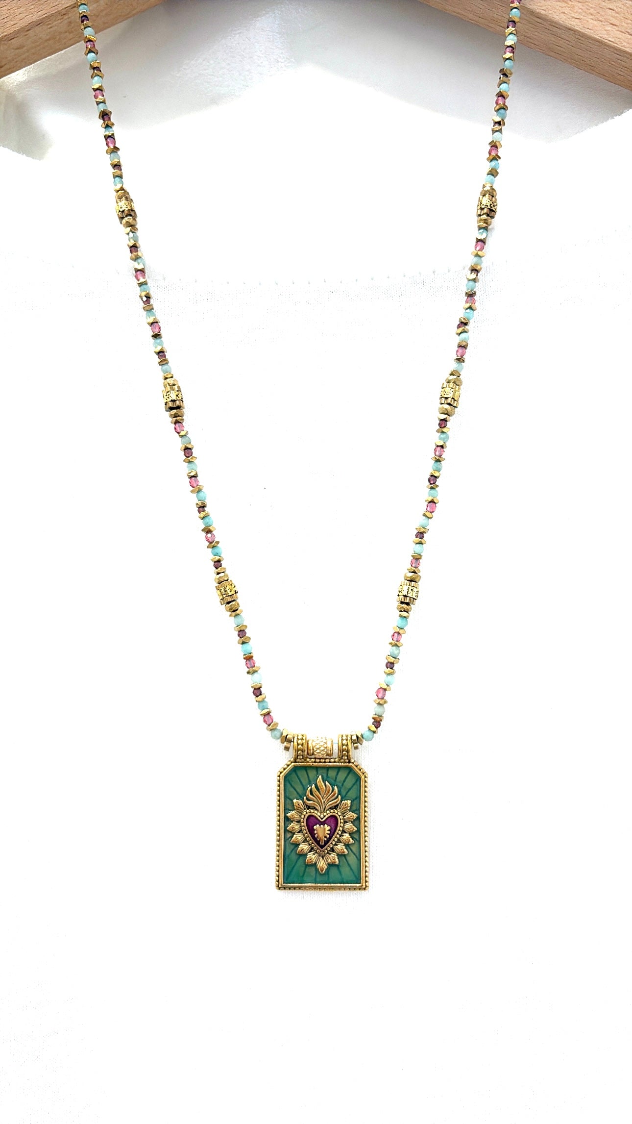 Collier Amulette Coeur Sacré Tourmaline