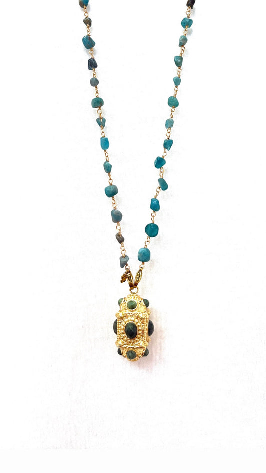 Sautoir Amulette Kalia Aventurine et Néphrite