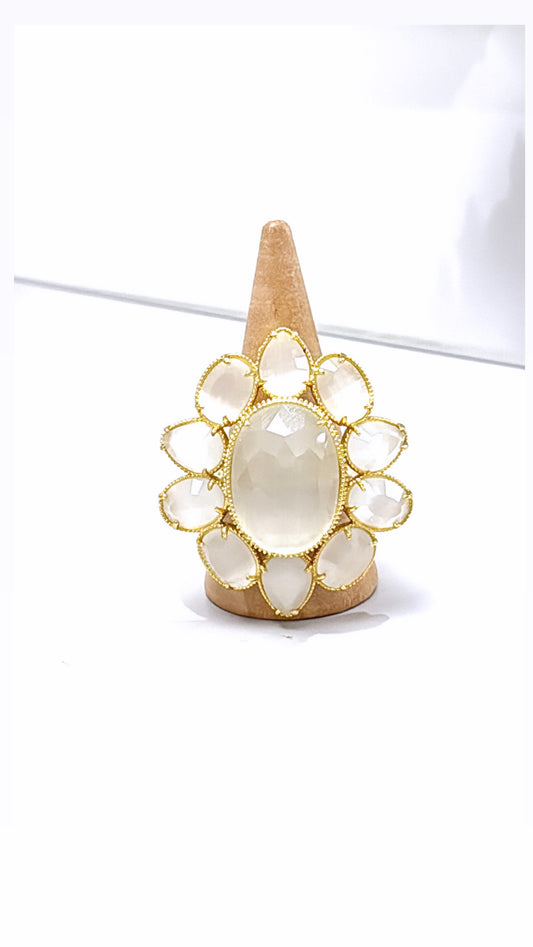 Bague Orchid Œil de Chat Blanc