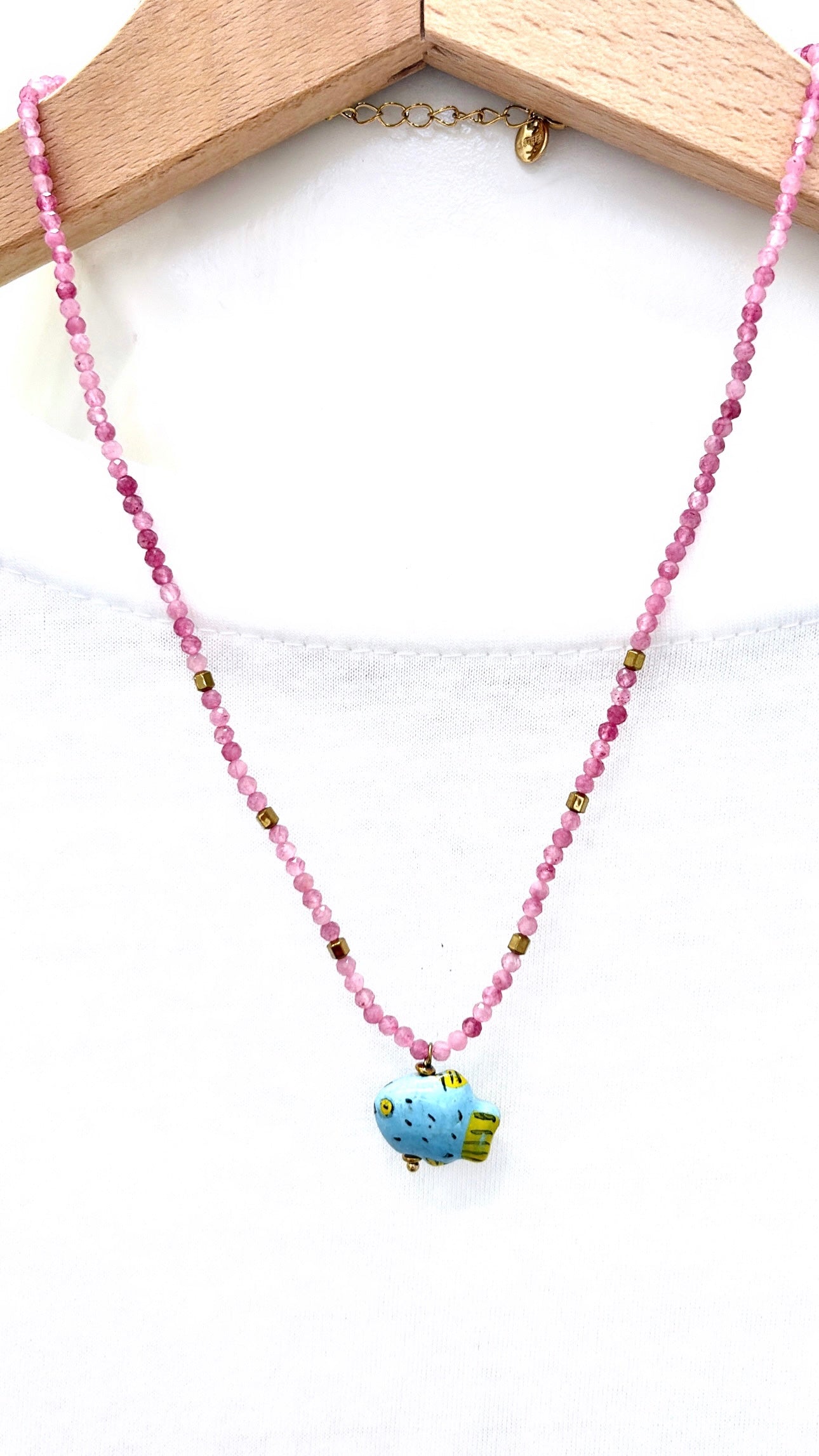 Collier Sunny Fish Quartz Rose