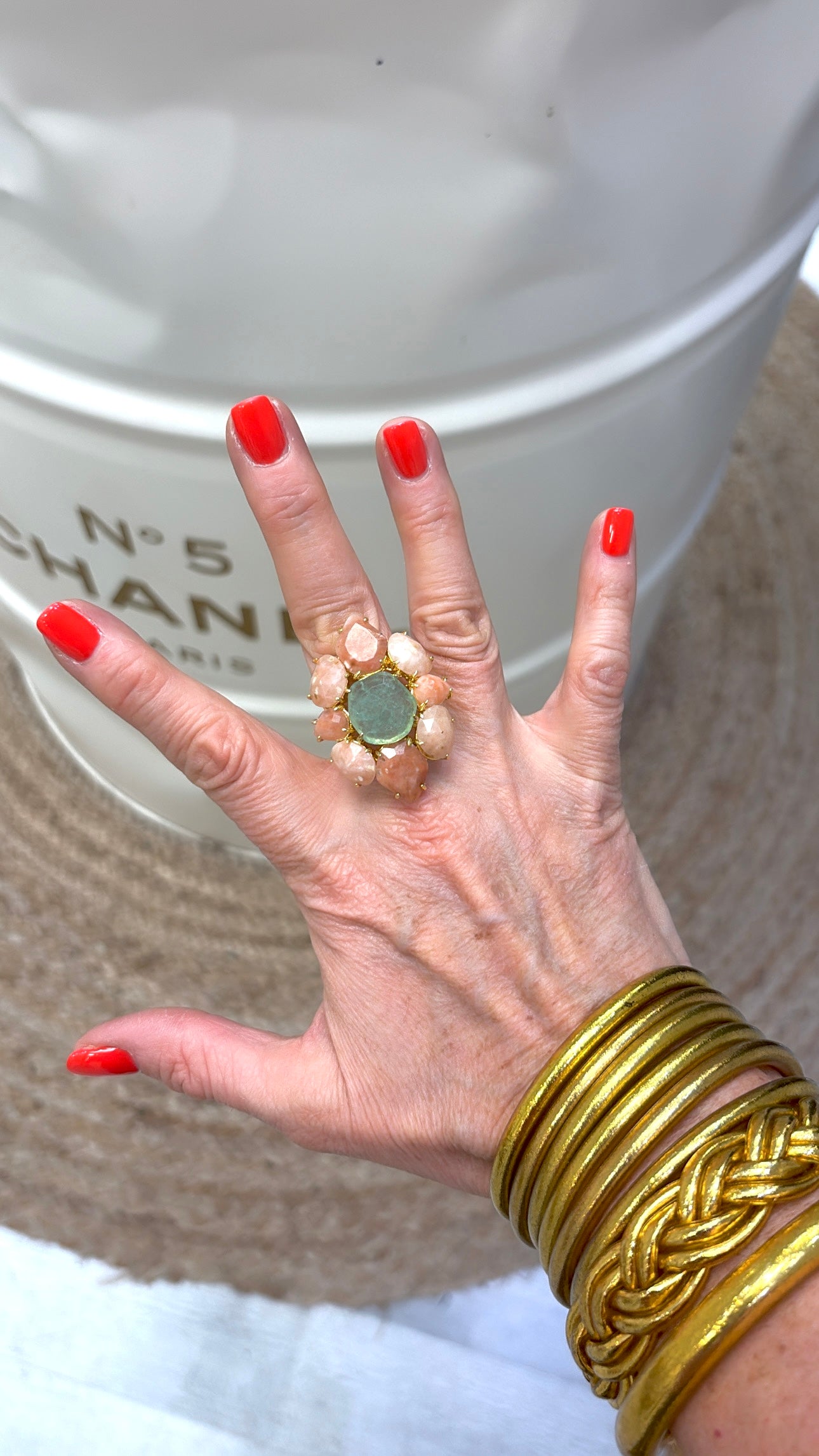 Bague Majestueuse Rhodonite et Aventurine