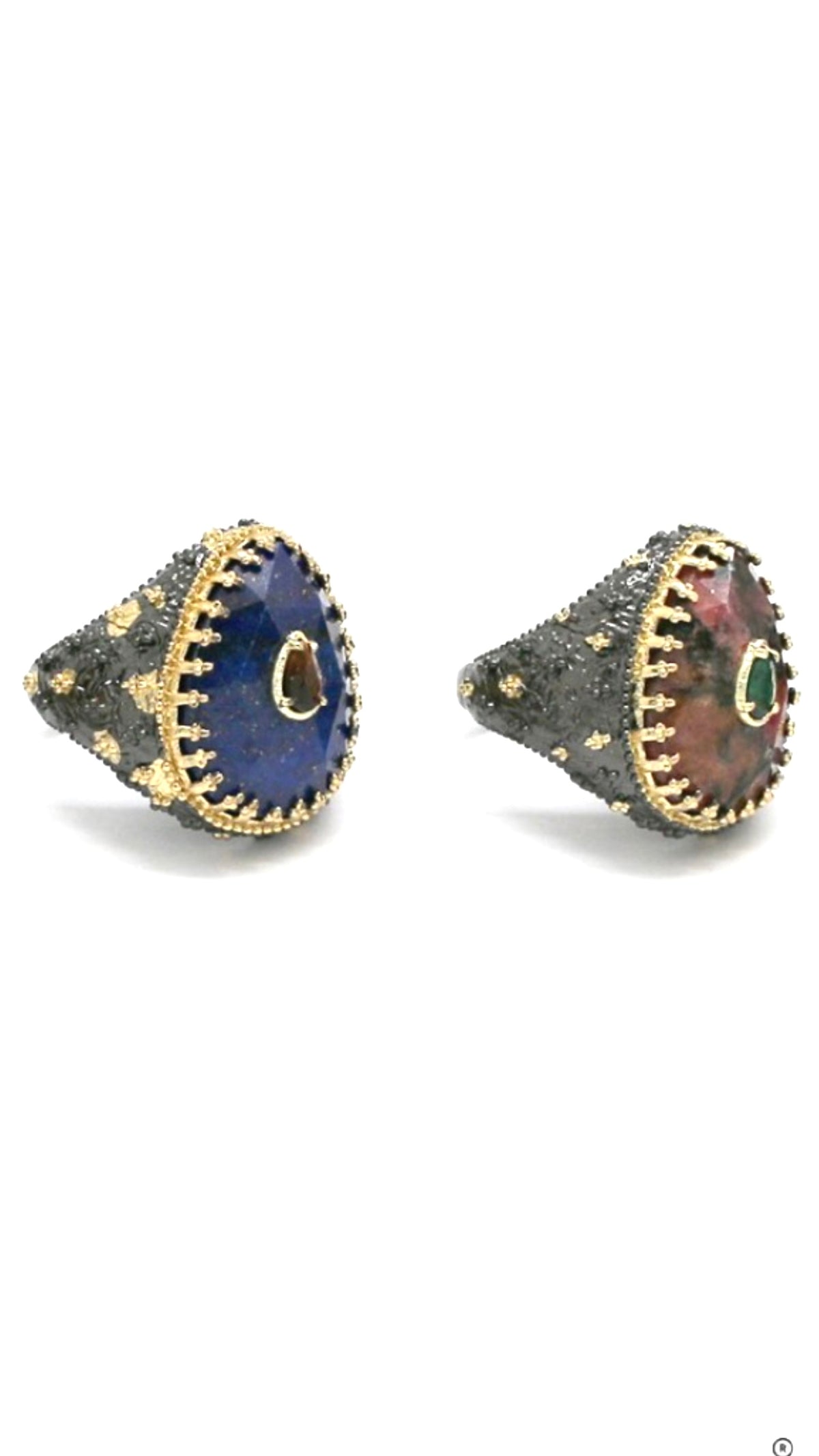 Bague Bohème Noire et Dorée Jade Africain