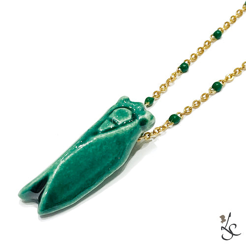 Collier Cigale Émeraude