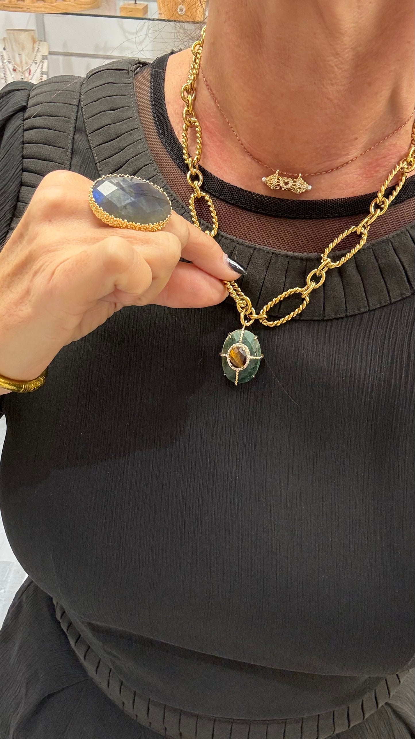 Collier Superbe Agate et Œil de Tigre