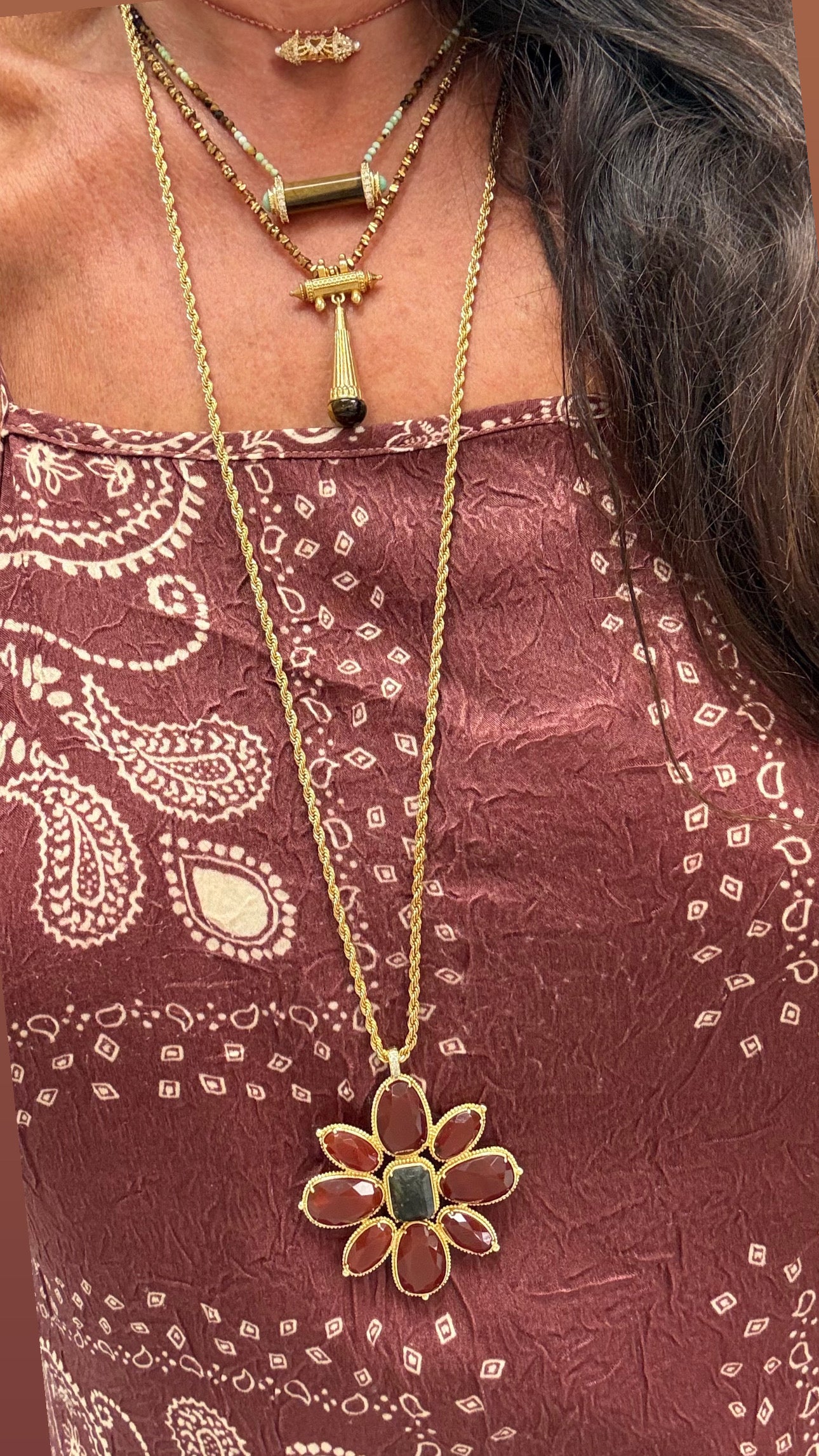 Sautoir Aura Cornaline et Labradorite