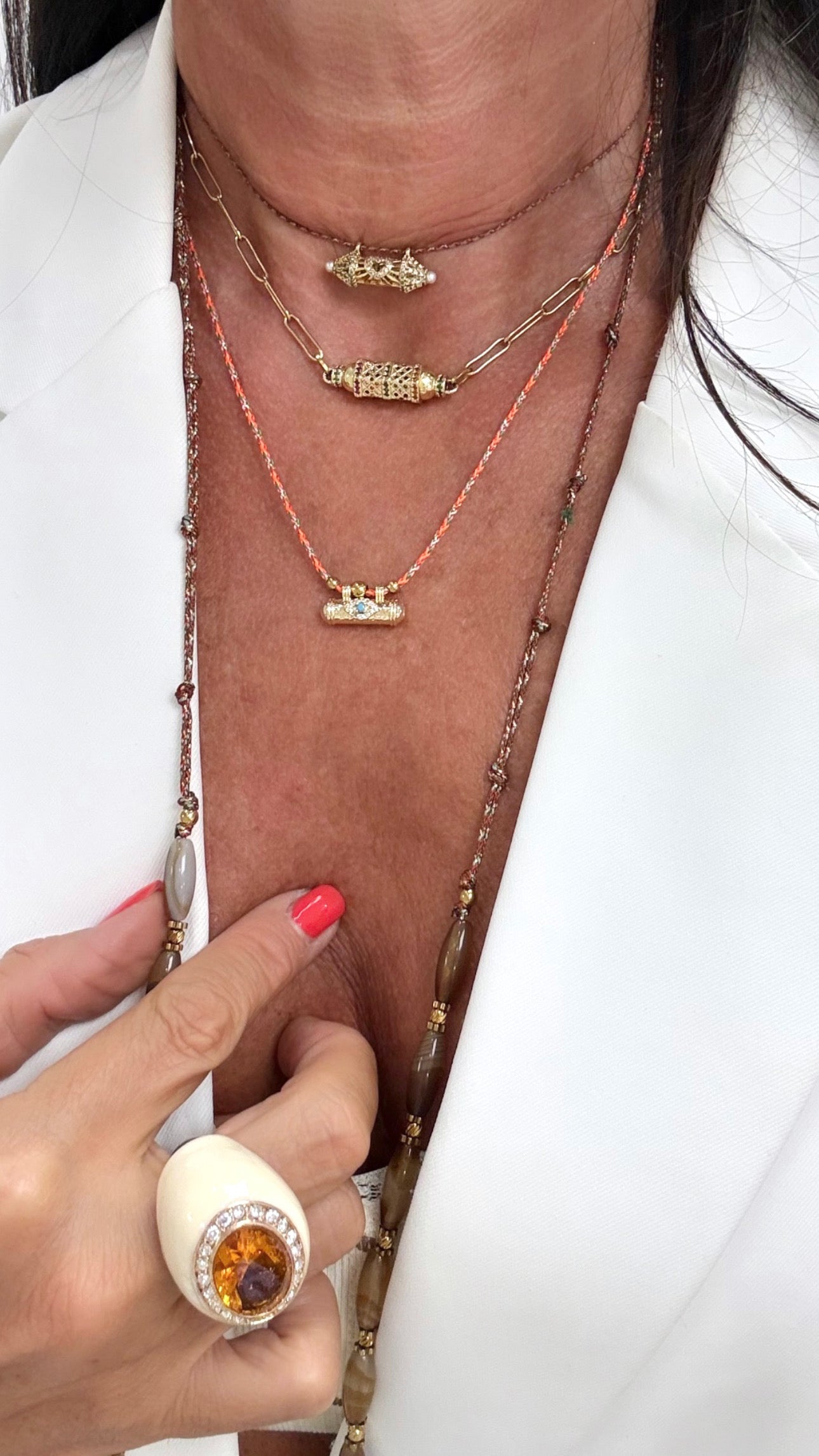 Collier Amulette Eye Orange