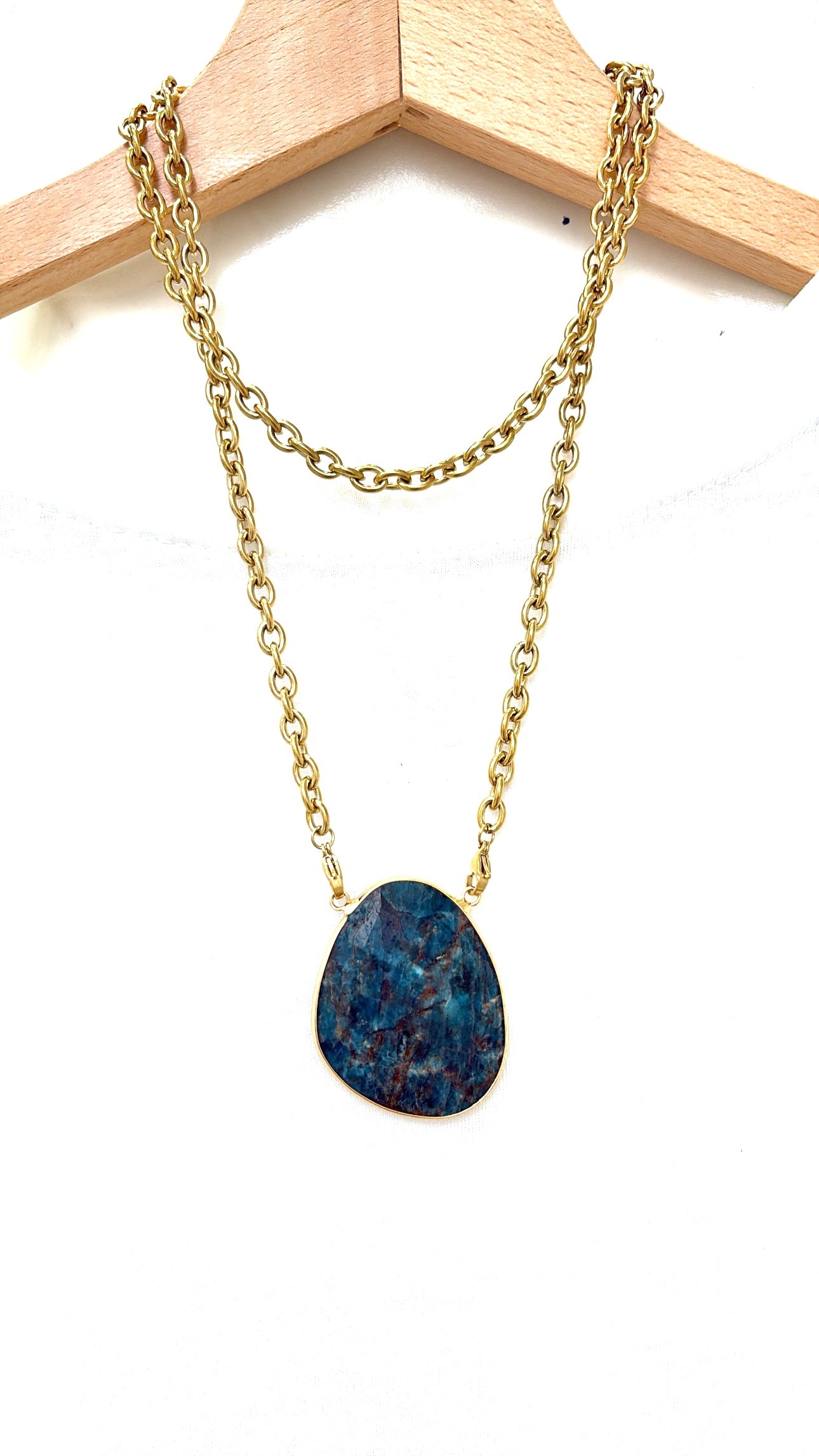 Sautoir Galet Apatite Maison Okami