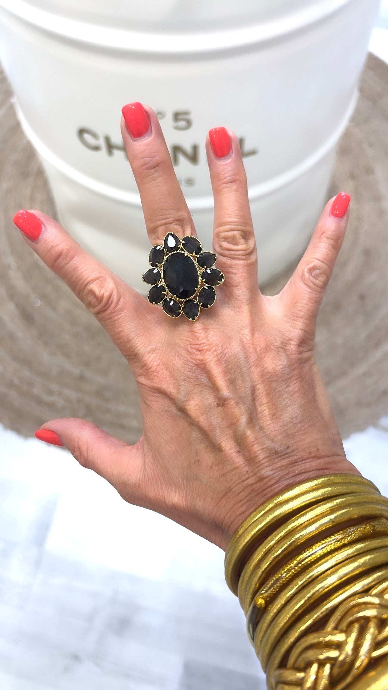 Bague Orchid Œil de Chat Noir