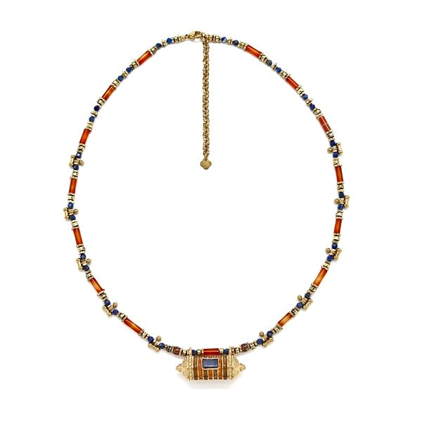 Collier Amulette Heishi Lapis Lazulli