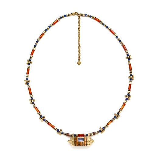 Collier Amulette Heishi Lapis Lazulli