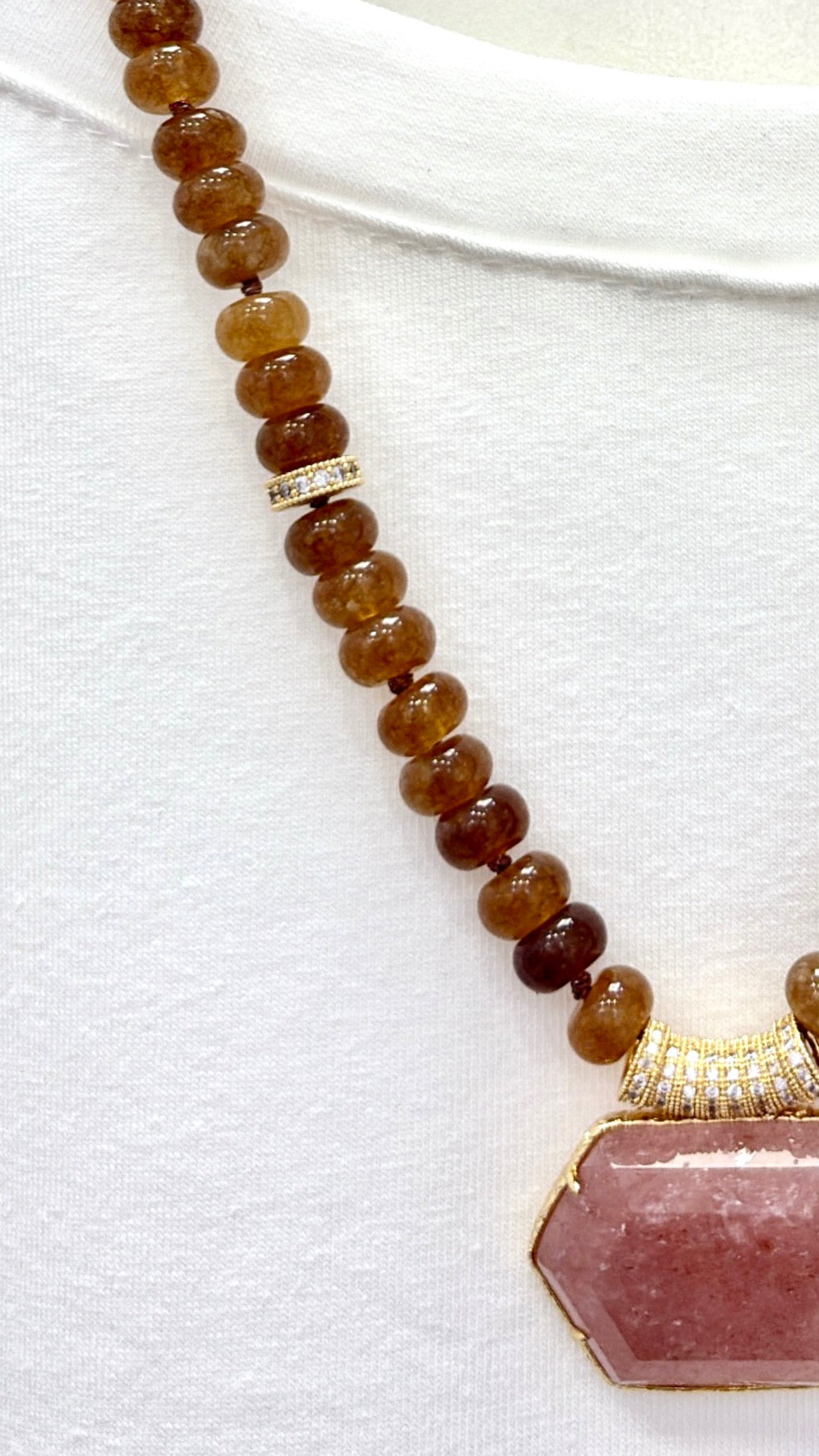 Collier merveille Agate et Quartz Fraise