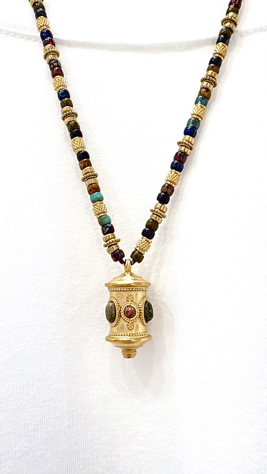 Collier Amulette Unakite