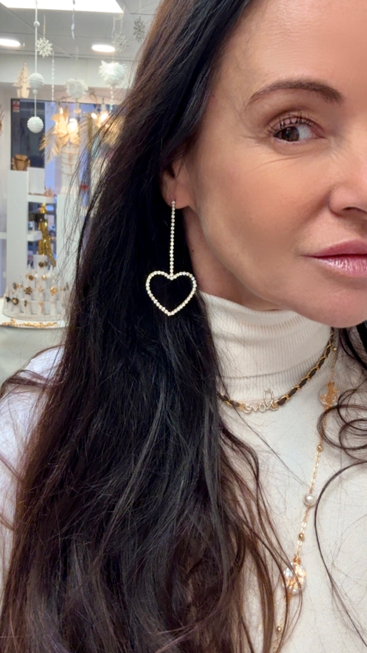 Boucles d’oreilles Coeur Golden Strass