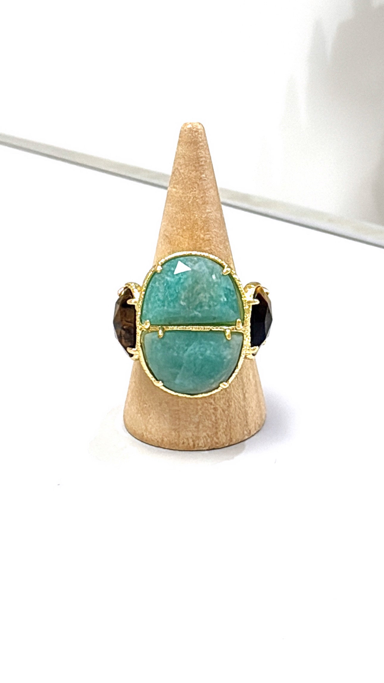 Bague Sublime Amazonite et Œil de Tigre