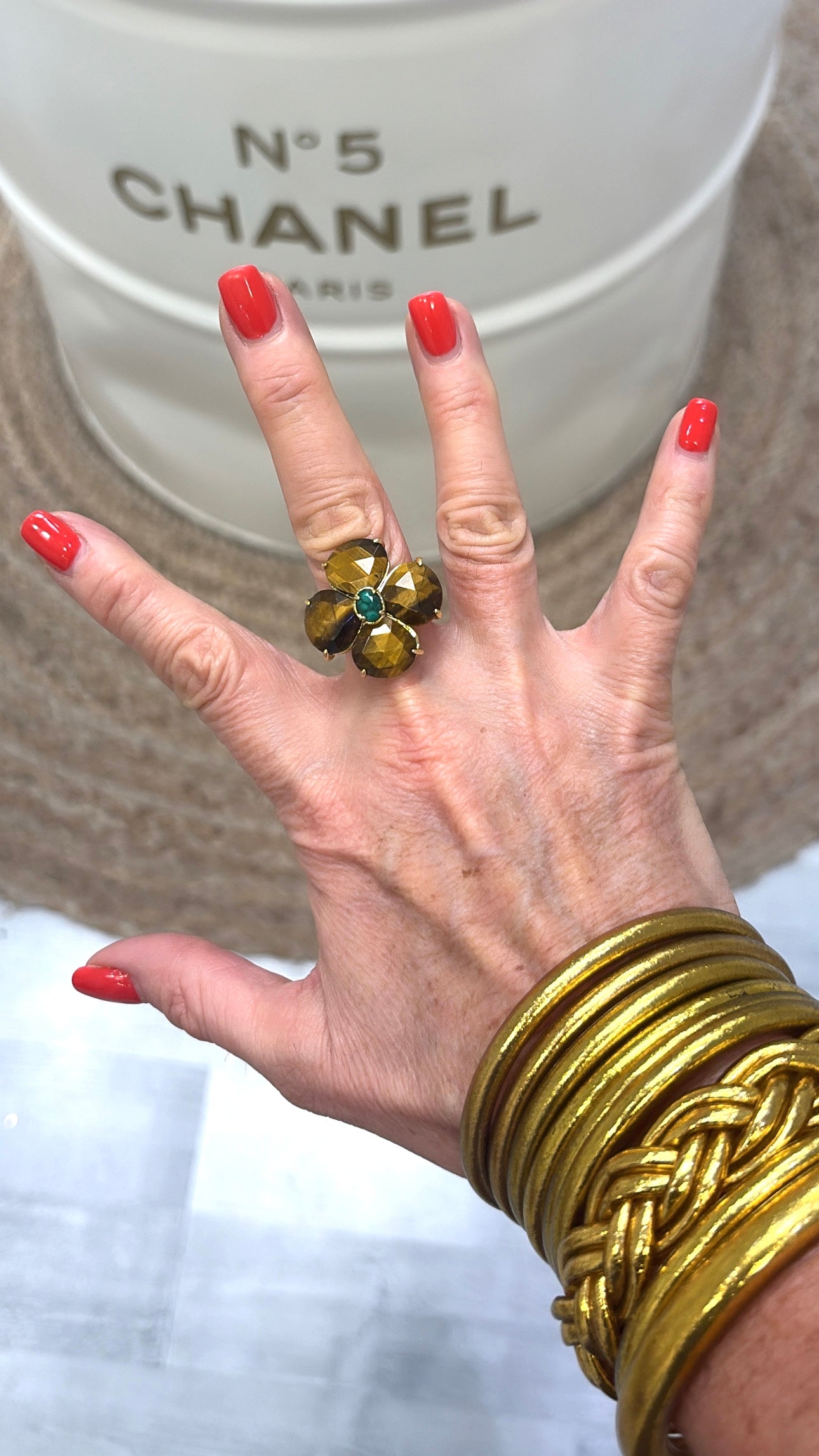 Bague Chance Œil de Tigre et Malachite