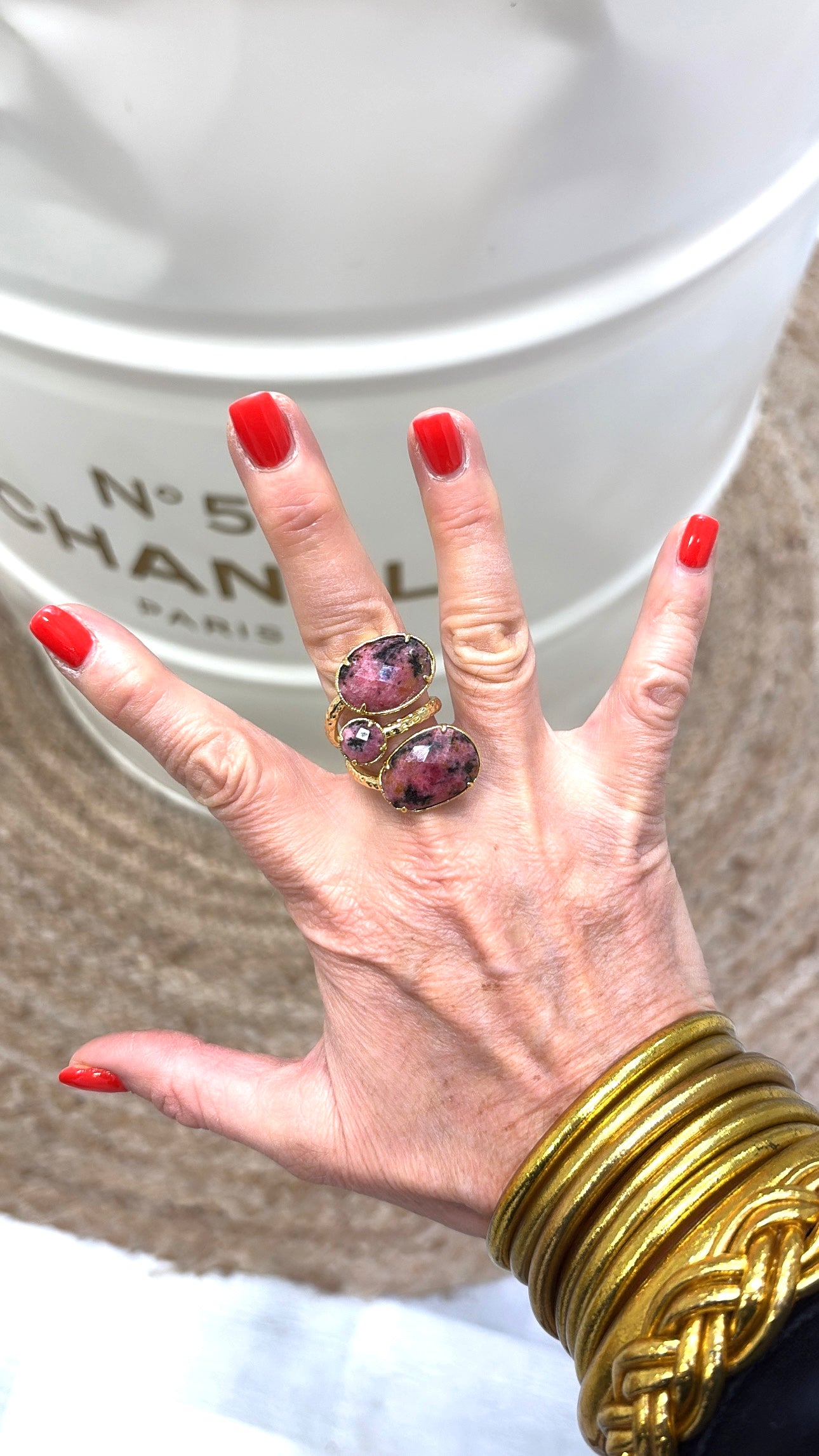 Bague Trio Rhodonite