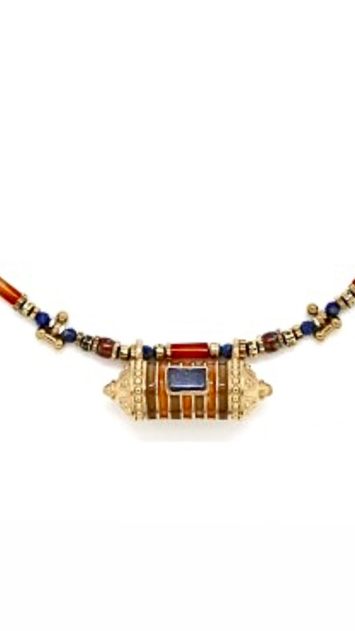 Collier Amulette Heishi Lapis Lazulli