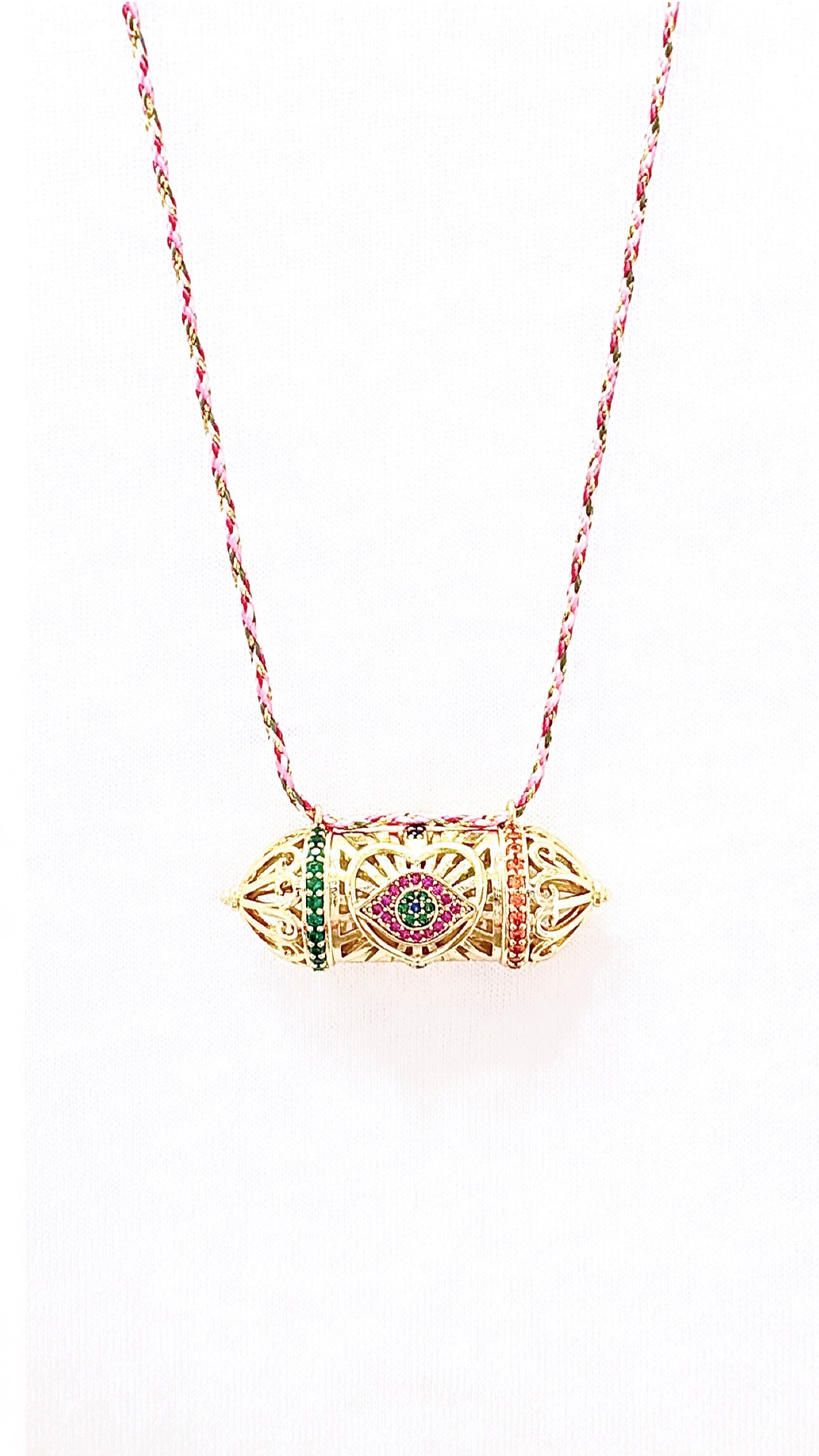 Collier Amulette Protection Rose 60cm