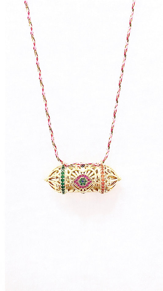 Collier Amulette Protection Rose 60cm