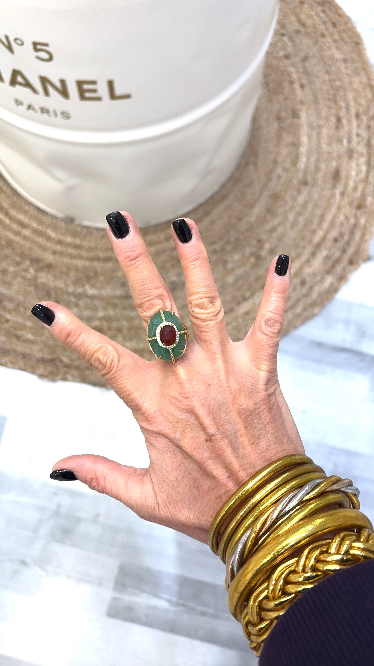 Bague Superbe Aventurine et Cornaline