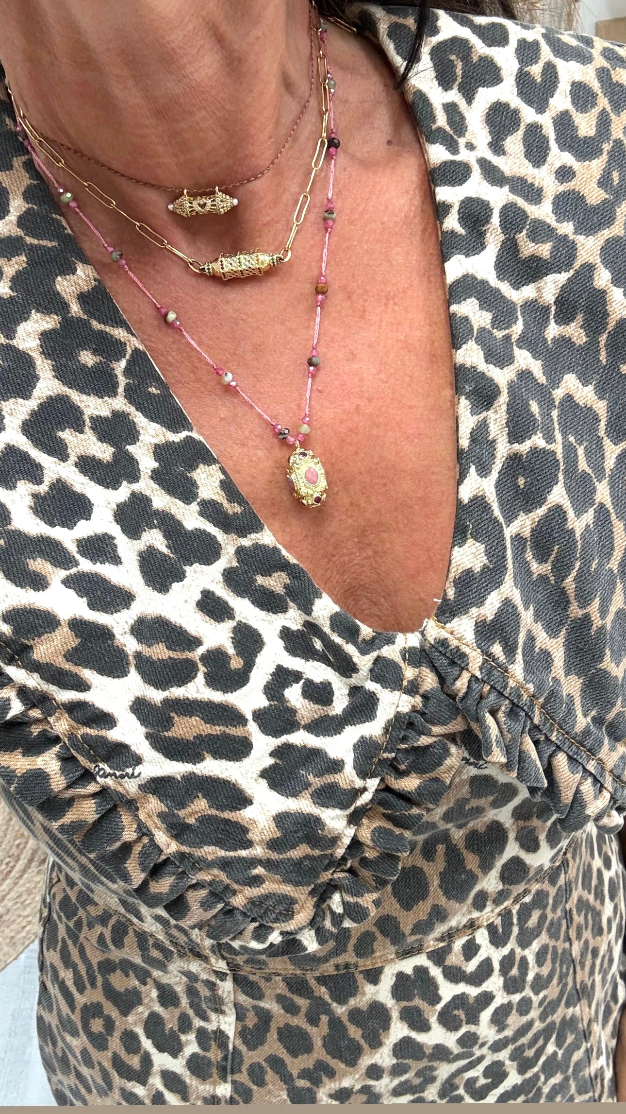 Collier Amulette Agate Rose Naya
