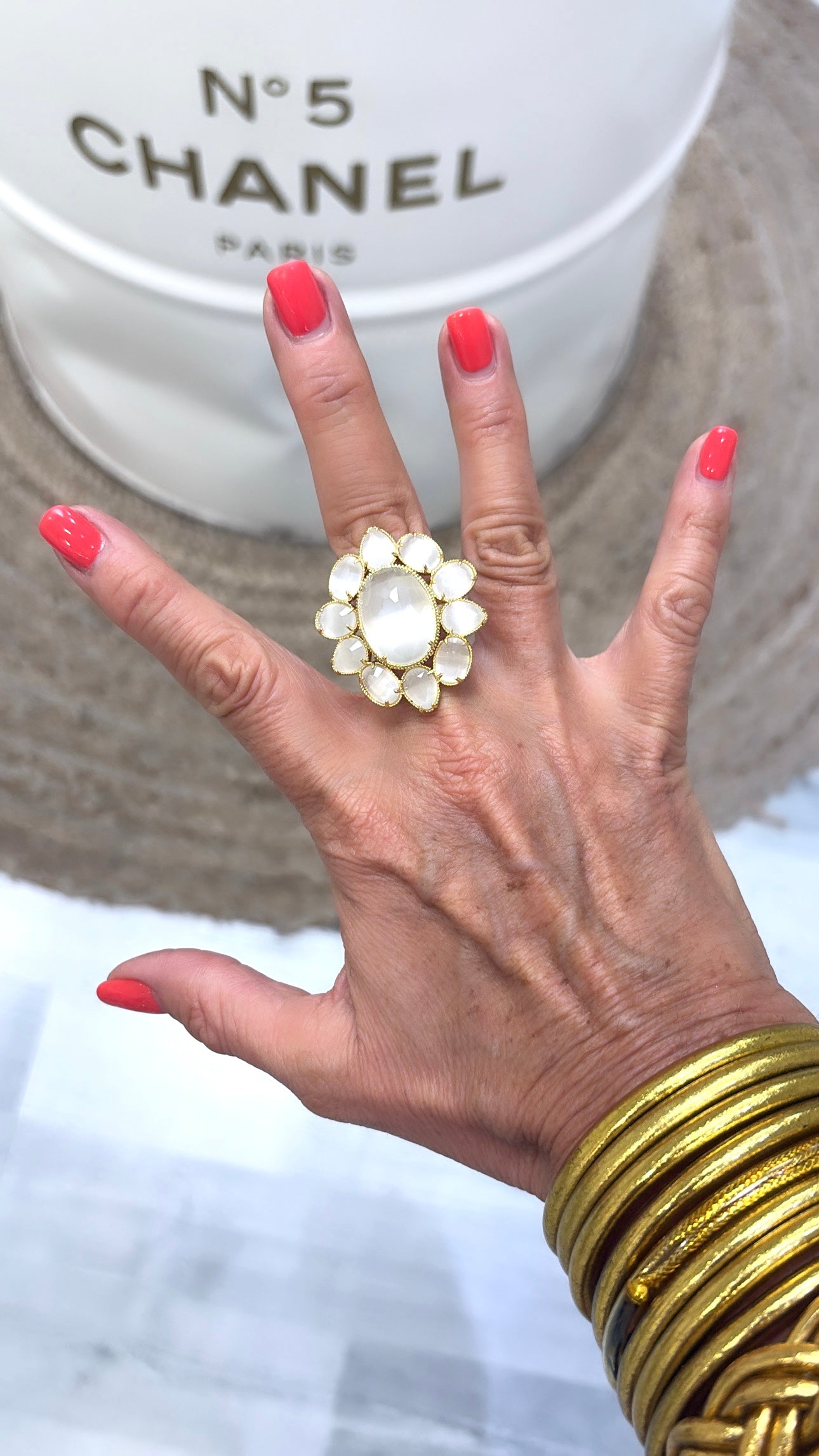 Bague Orchid Œil de Chat Blanc
