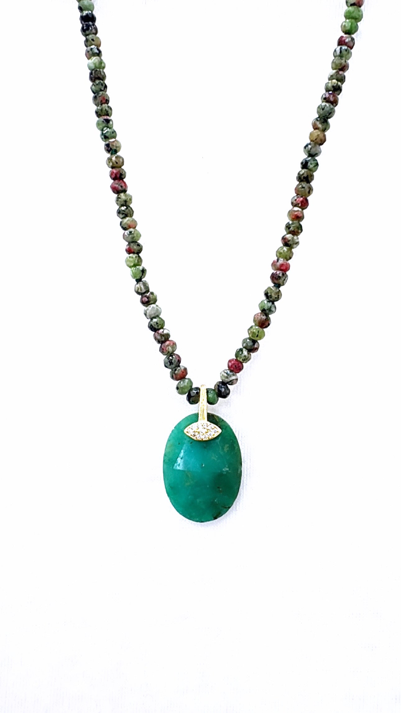 Collier Gaïana Rubis Zoisite et Chrysoprase
