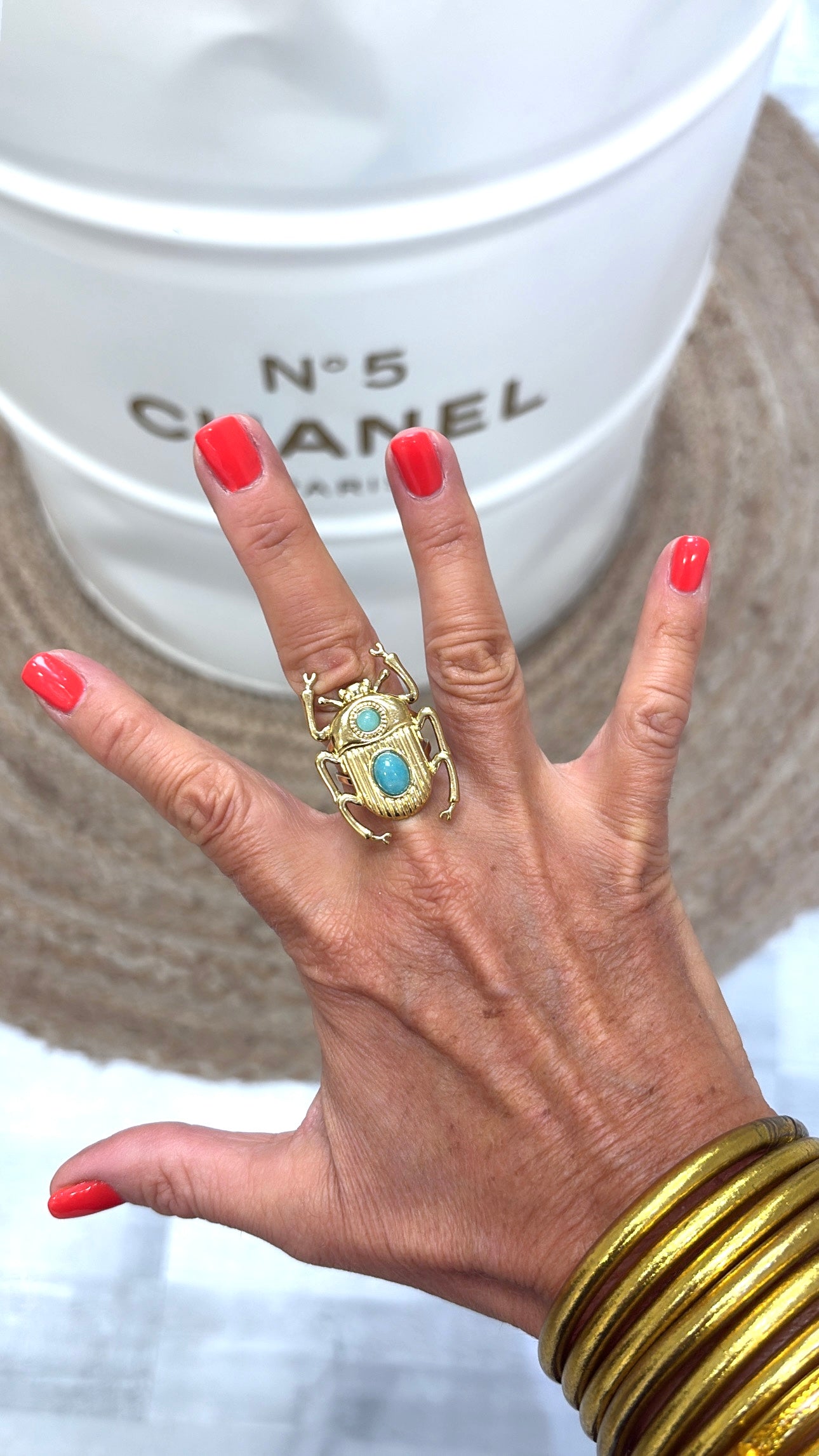 Bague Scarabée Égyptien Bleu