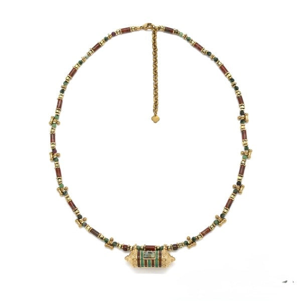 Collier Amulette Heishi Turquoise Africaine